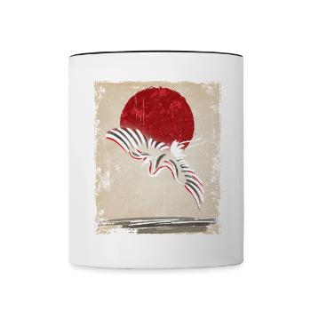 Crane Art Art Japonais Vintage Rétro - Mug contrasté - blanc/noir - Devant