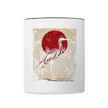 Crane Art Art Japonais Vintage Rétro - Mug contrasté - blanc/noir - Devant