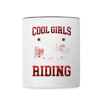 Cool Girls Riding on Horse Rider Rider - Contrasting Mug - white/black - Front