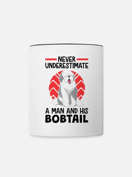 Mädchen mit Bobtail Altenglischer Bobtail - Tasse zweifarbig - Weiß/Schwarz