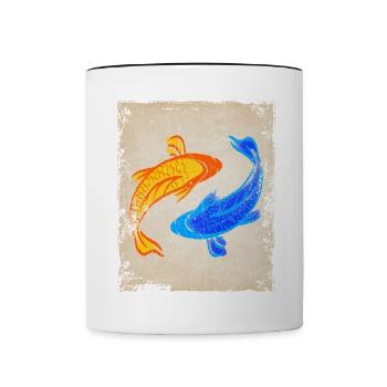 Koi Carp Art Japonais Art Vintage Rétro - Mug contrasté - blanc/noir - Devant