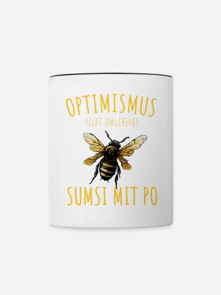 Optimismus Sumsi mit Po Imker Honig Biene - Tasse zweifarbig - Weiß/Schwarz