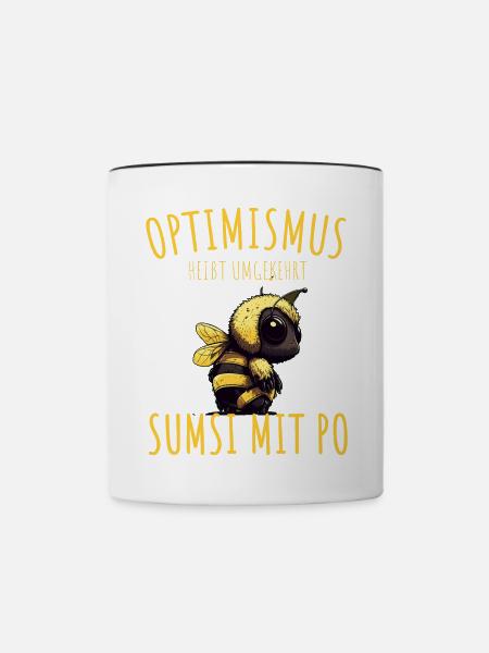 Optimismus Sumsi mit Po Imker Honig Biene - Tasse zweifarbig - Weiß/Schwarz
