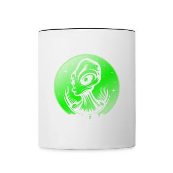 Alien, UFO, UAP, Space, Weltraum Flugobjekt - Tasse zweifarbig - Weiß/Schwarz - Vorne