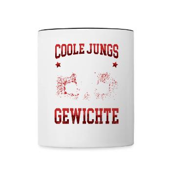 Coole Jungs stemmen Gewichte Fitness Pumpen Gym - Tasse zweifarbig - Weiß/Schwarz - Vorne