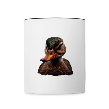 Erwachet Die Ente ist nah Duck Ente lustiges Enten - Tasse zweifarbig - Weiß/Schwarz - Vorne