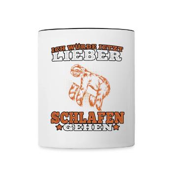 Faultier würde lieber schlafen gehen Faulenzer - Tasse zweifarbig - Weiß/Schwarz - Vorne