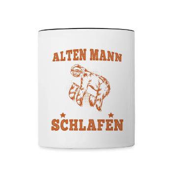 Faultier Alter Mann beim schlafen faul Faulenzer - Tasse zweifarbig - Weiß/Schwarz - Vorne