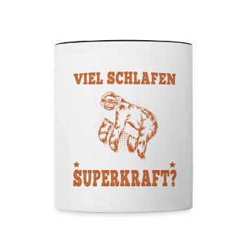 Faultier Ich kann viel schlafen faul Faulenzer - Tasse zweifarbig - Weiß/Schwarz - Vorne