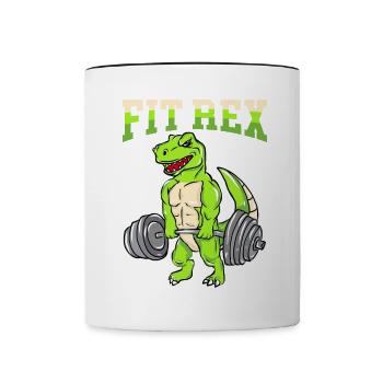 Fitnesstraining Pumpen Fitrex Dino beim Kreuzheben - Tasse zweifarbig - Weiß/Schwarz - Vorne