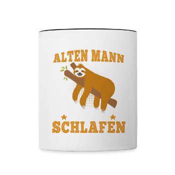 Faultier Alter Mann beim schlafen faul Faulenzer - Tasse zweifarbig - Weiß/Schwarz - Vorne