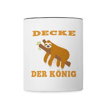 Faultier Der König will schlafen faul Faulenzer - Tasse zweifarbig - Weiß/Schwarz - Vorne