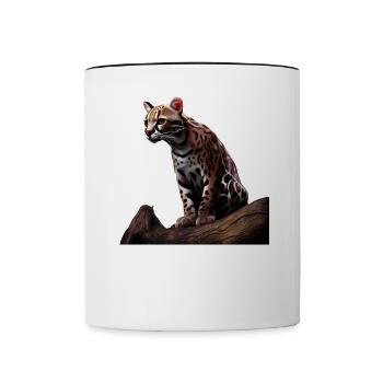 just a boy girl who loves Ocelots Ocelot ocelot ocelot - Contrasting Mug - white/black - Front