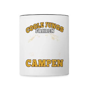 Coole Jungs fahren campen camping Wohnwagen Urlaub - Tasse zweifarbig - Weiß/Schwarz - Vorne