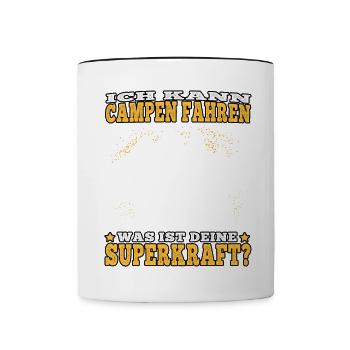 camping Ich kann campen fahren Wohnwagen Urlaub - Tasse zweifarbig - Weiß/Schwarz - Vorne