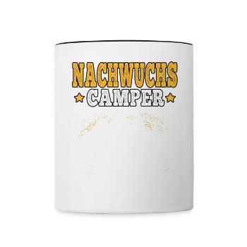 camping Nachwuchs campen Wohnwagen Urlaub - Tasse zweifarbig - Weiß/Schwarz - Vorne
