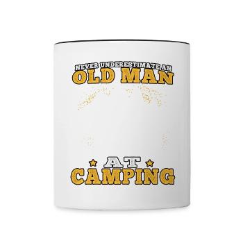 camping Old man camping caravan vacances - Mug contrasté - blanc/noir - Devant