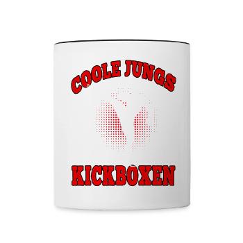 Coole Jungs Kickboxen Muay Thai Kampfsport Boxen - Tasse zweifarbig - Weiß/Schwarz - Vorne