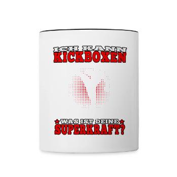 Kickboxen Was ist Superkraft? Muay Thai Kampfsport - Tasse zweifarbig - Weiß/Schwarz - Vorne