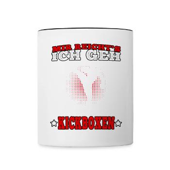 Kickboxer ich geh Kickboxen Muay Thai Kampfsport - Tasse zweifarbig - Weiß/Schwarz - Vorne