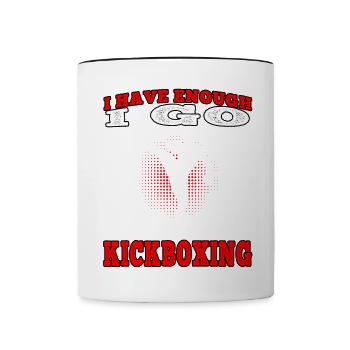 Kickboxer ich geh Kickboxen Muay Thai Kampfsport - Tasse zweifarbig - Weiß/Schwarz - Vorne
