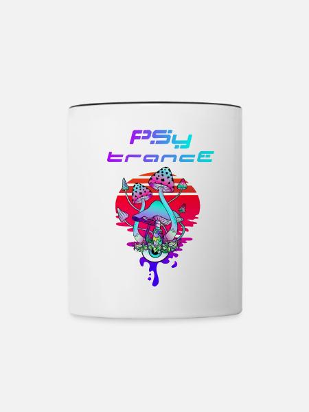 Psytrance Psychedelic Pilz Sunset - Tasse zweifarbig - Weiß/Schwarz