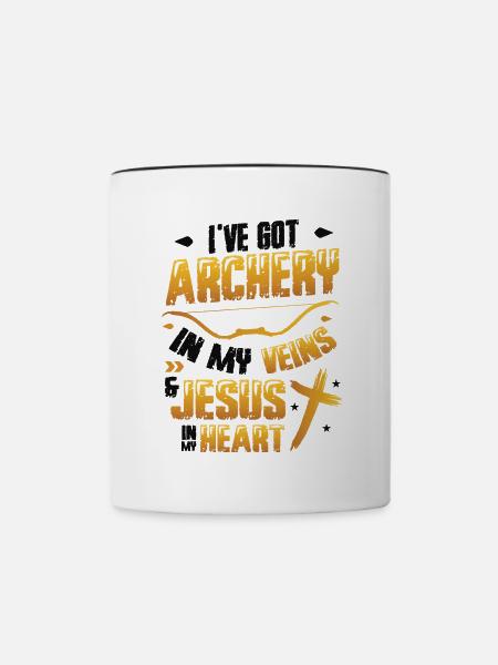 Religiöser Bogenschütze, Bogenschießen - Tasse zweifarbig - Weiß/Schwarz