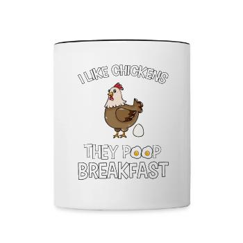 Drôle de pet de poulet petit-déjeuner poulet fermier - Mug contrasté - blanc/noir - Devant