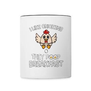 Drôle de pet de poulet petit-déjeuner poulet fermier - Mug contrasté - blanc/noir - Devant