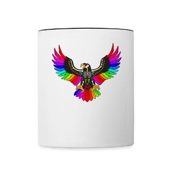 Day of the dead colored eagle mexican - Contrasting Mug - white/black - Front
