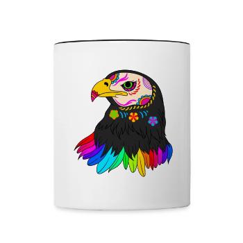 Day of the dead colored eagle mexican - Contrasting Mug - white/black - Front
