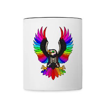 Day of the dead colored eagle mexican - Contrasting Mug - white/black - Front