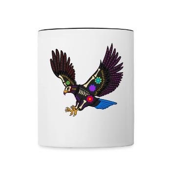 Day of the dead colored eagle mexican - Contrasting Mug - white/black - Front