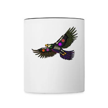 Day of the dead colored eagle mexican - Contrasting Mug - white/black - Front