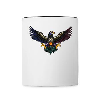 Day of the dead colored eagle mexican - Contrasting Mug - white/black - Front