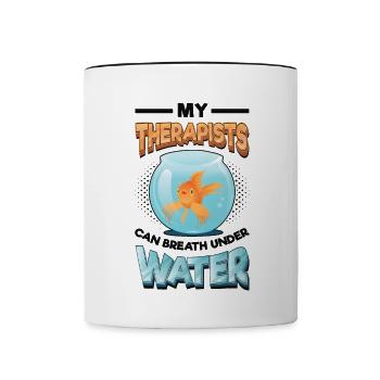 Fun fish keeping, fish keepers - Contrasting Mug - white/black - Front