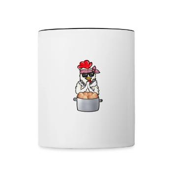Eier Dealer Hühner Ei Hahn Landwirt Hühnerstall - Tasse zweifarbig - Weiß/Schwarz - Vorne