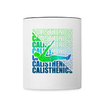 Calisthenics Street Workout Gymnastik Fitness - Tasse zweifarbig - Weiß/Schwarz - Vorne