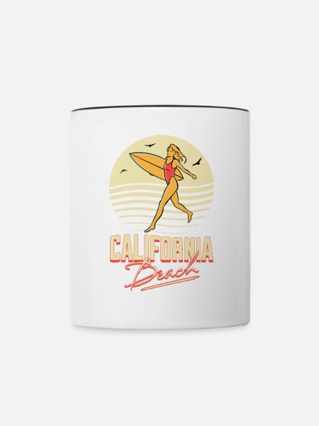 Kalifornisches Strandsurfermädchen - Tasse zweifarbig - Weiß/Schwarz