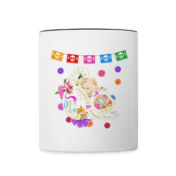 Jour du chat de couleur mort mexicain - Mug contrasté - blanc/noir - Devant