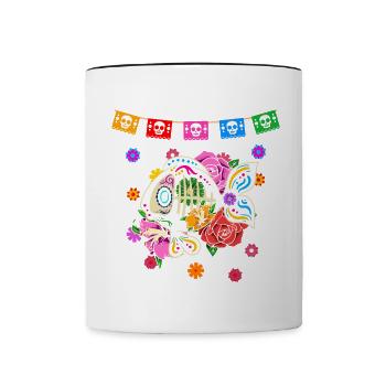 Day of the dead farbiger Fisch mexikanisches - Tasse zweifarbig - Weiß/Schwarz - Vorne