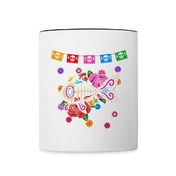 Day of the dead farbiger Fisch mexikanisches - Tasse zweifarbig - Weiß/Schwarz - Vorne