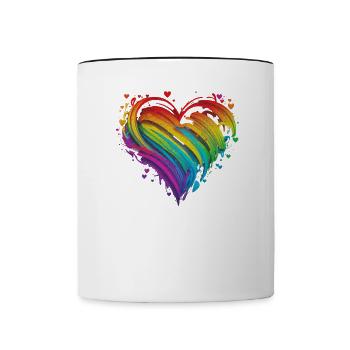 CSD LGBT Rainbow LGBTQ Heart Pride Love - Contrasting Mug - white/black - Front