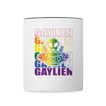 Gender Lesben, Schwule, Trans, Queer Regenbogen - Tasse zweifarbig - Weiß/Schwarz - Vorne