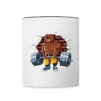 Fitnesstraining Pumpen Bär beim Kreuzheben Fitness - Tasse zweifarbig - Weiß/Schwarz - Vorne