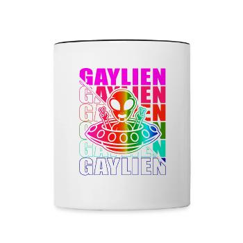 Gender Lesben, Schwule, Trans, Queer Regenbogen - Tasse zweifarbig - Weiß/Schwarz - Vorne