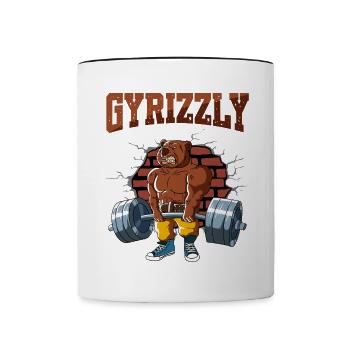 Fitnesstraining Pumpen Bär beim Kreuzheben Fitness - Tasse zweifarbig - Weiß/Schwarz - Vorne