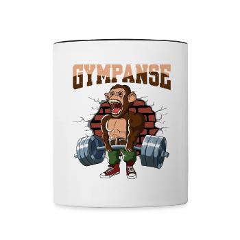 Fitnesstraining Pumpen Gympanse Kreuzheben Fitness - Tasse zweifarbig - Weiß/Schwarz - Vorne