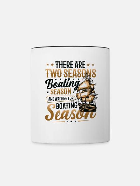Warten Auf Die Bootssaison, Bootsführer - Tasse zweifarbig - Weiß/Schwarz