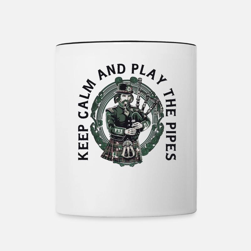 Joueur de cornemuse écossaise - Mug contrasté - blanc/noir